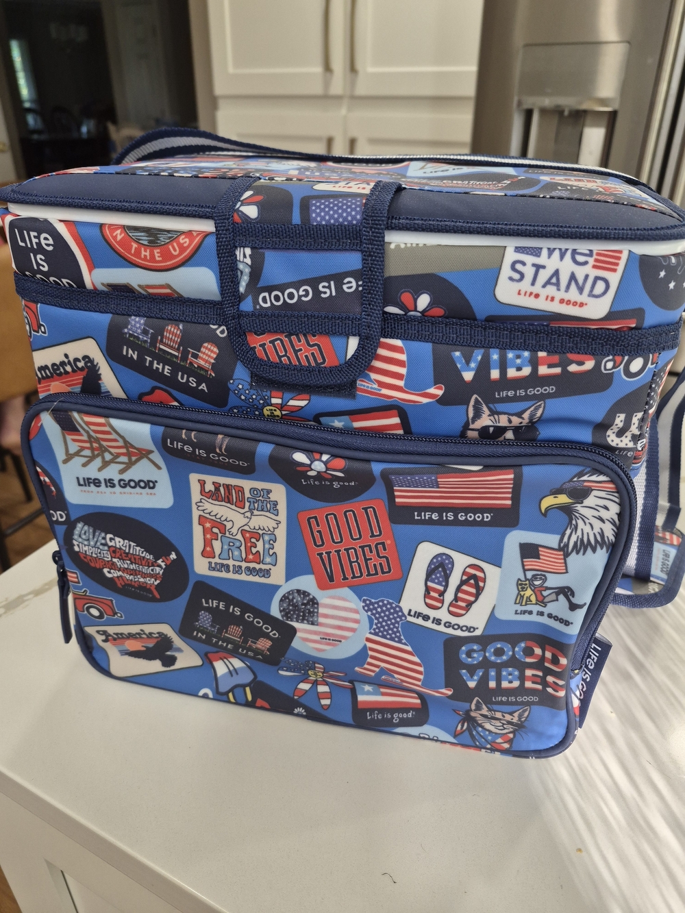 Life Is Good Blue Patriotic Graphic Cooler